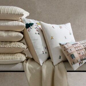 NEW West Elm Embroidered Skier Pillow Cover